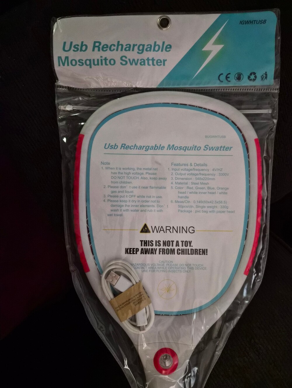 ⚡️Electronic Fly Swatter Bug Zapper Racket 🆕 NIP - Picture 9 of 9